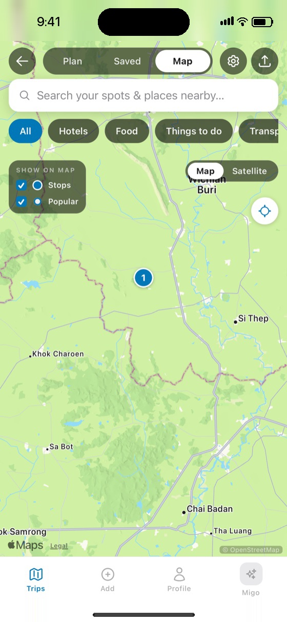 ConMigo map view with filters